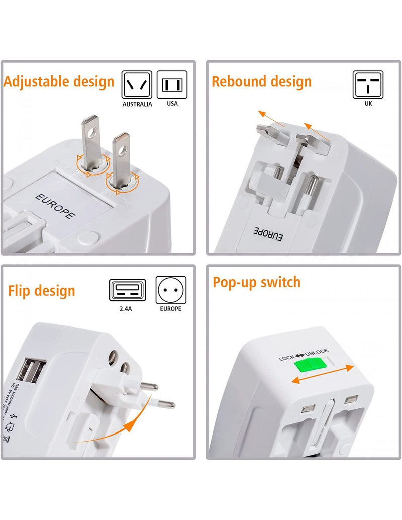 Adaptador Universal de Viagem com Porta USB