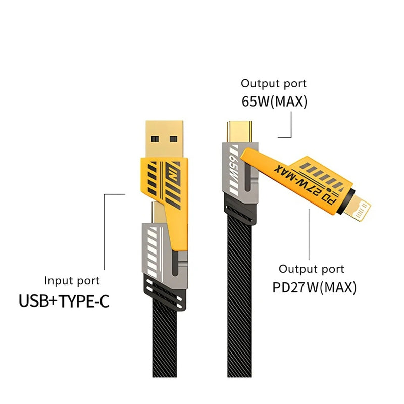 Cabo de Carregamento Rápido 3 em 1 – USB/Type-C/Lightning 1.2m