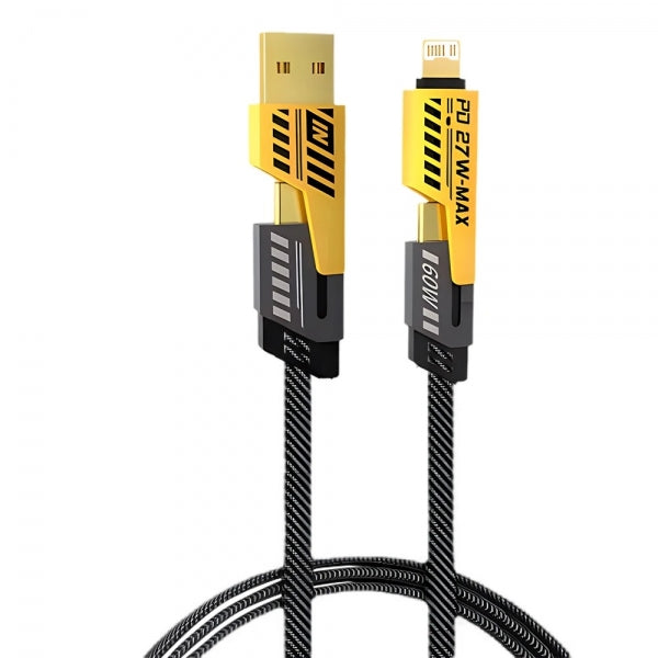 Cabo de Carregamento Rápido 3 em 1 – USB/Type-C/Lightning 2m