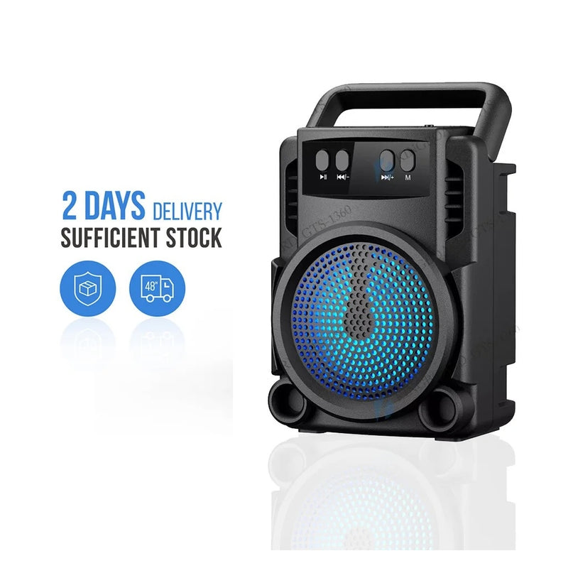 Coluna Bluetooth GTS-1360 com Rádio FM e Luz LED