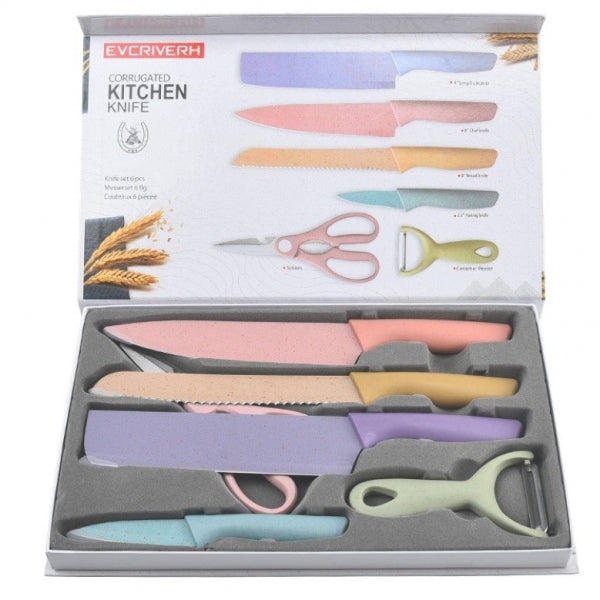 Conjunto de Facas de Cozinha em Cor Pastel