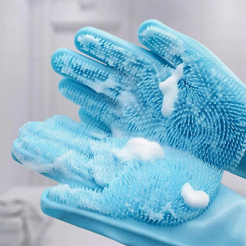 Luvas de Limpeza em Silicone com Escova Integrada